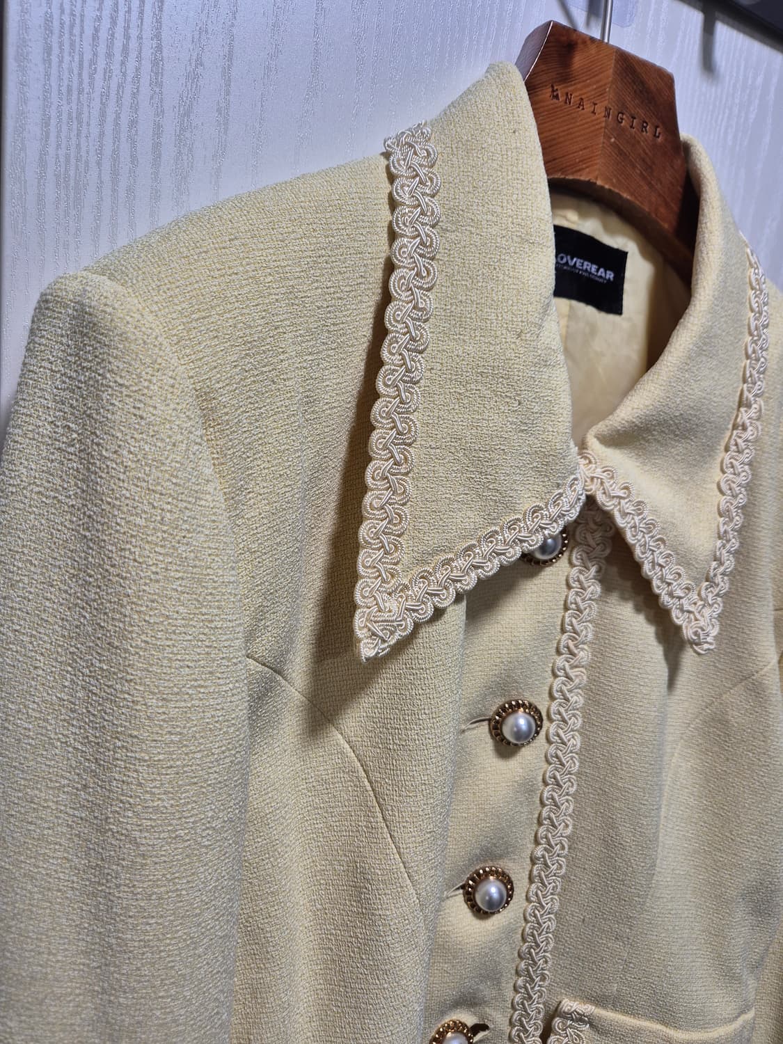 (세일)(새상품)MDILOVEWEAR 레이스 트위드 자켓 버터색 상품이미지2