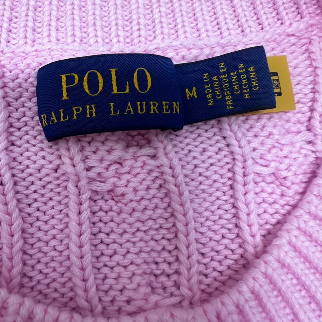 POLO 폴로 랄프로렌 신상 여성 꽈배기 케이블 니트 가디건 핑크 M 상품이미지5