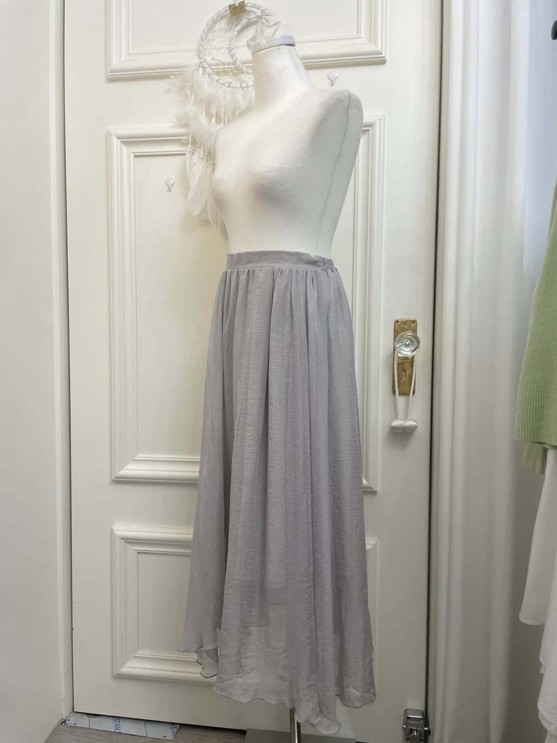 sheer gray beutiful banding long skirt 상품이미지2