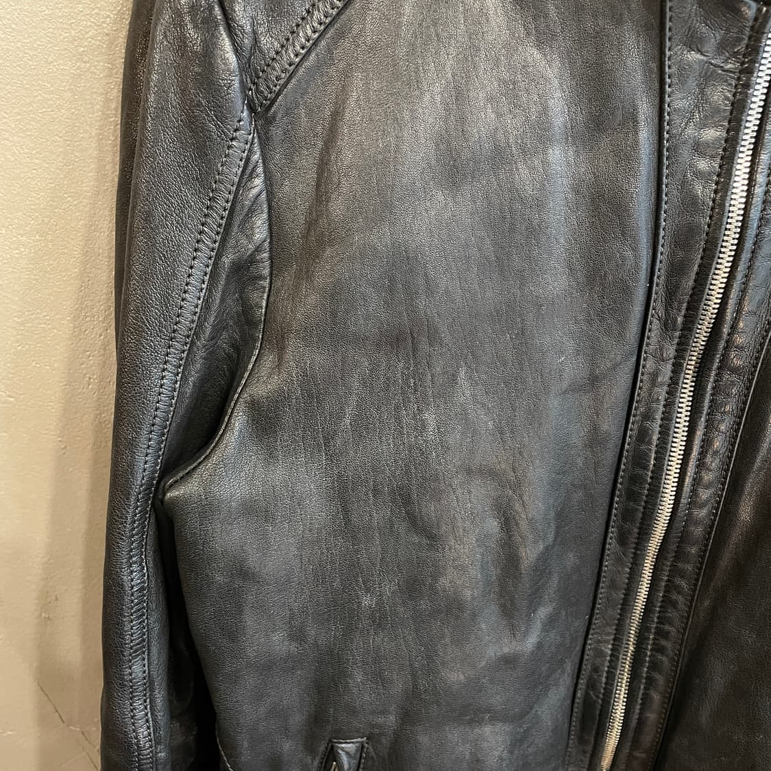 싱글 램스킨 레더 자켓 상품이미지5