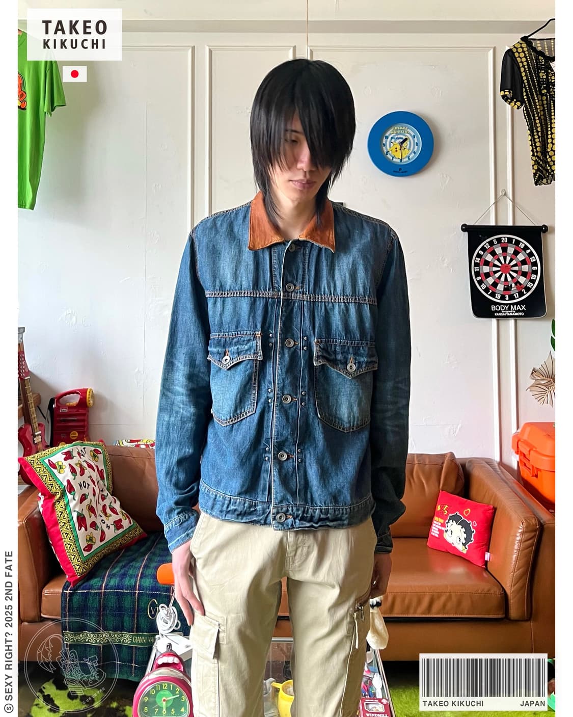 TAKEO KIKUCHI Leather Trim Denim Trucker 상품이미지1