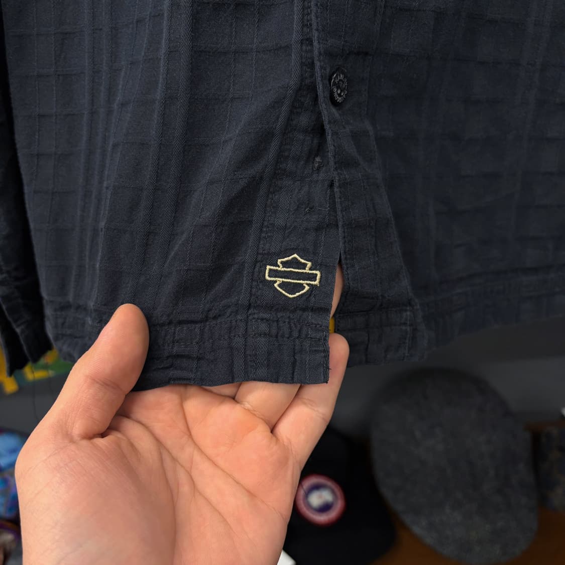 00s 할리데이비슨 헤리티지 엔틱 프린트 멀티 리플스탑 코튼셔츠 N279 상품이미지6