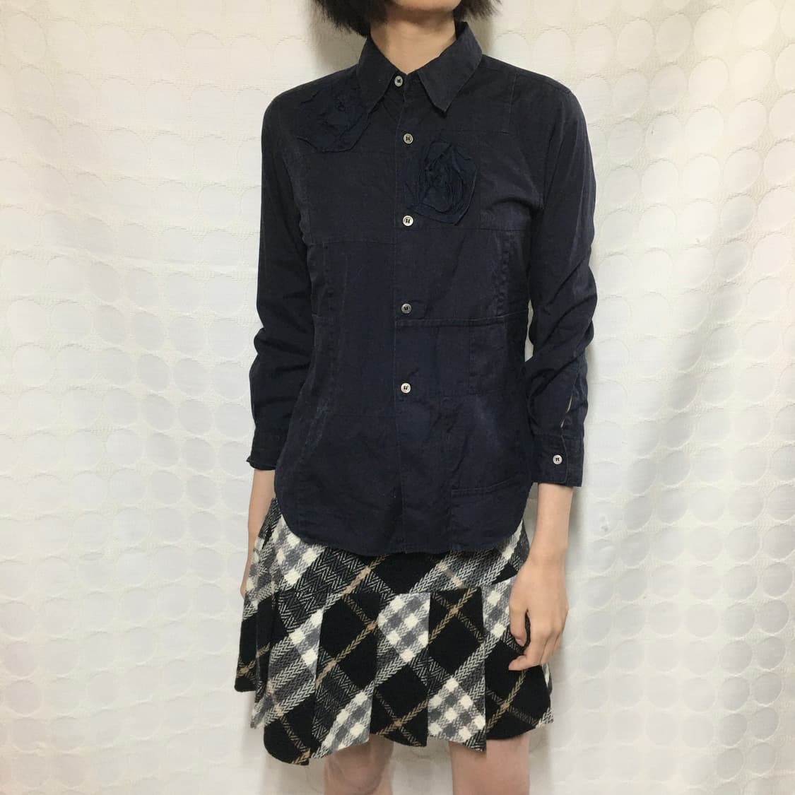 comme des garçons ad2000 장미 딥네이비 셔츠 상품이미지3