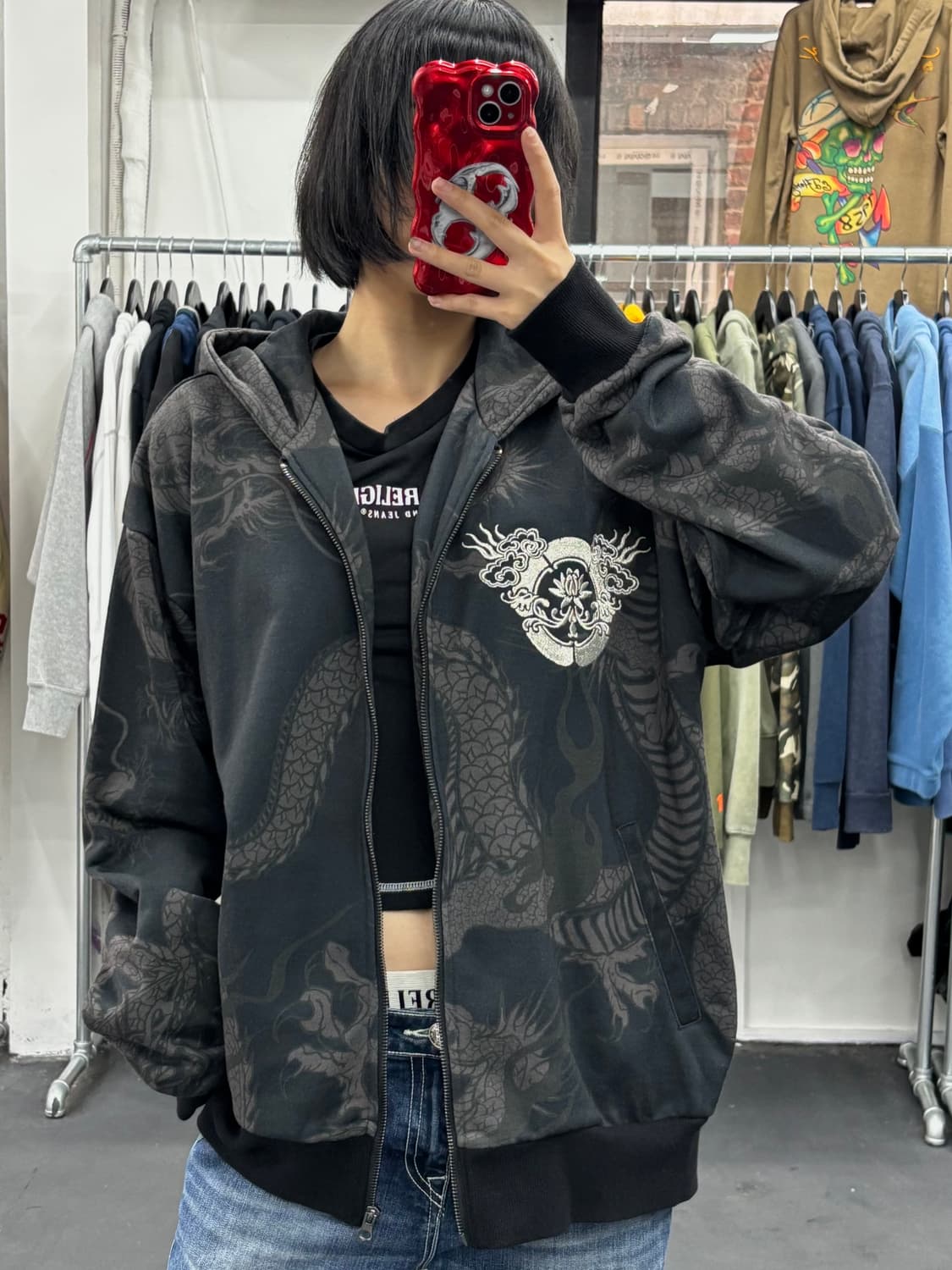 카라쿠리 타마시 오리엔탈 드래곤 후드집업 상품이미지1