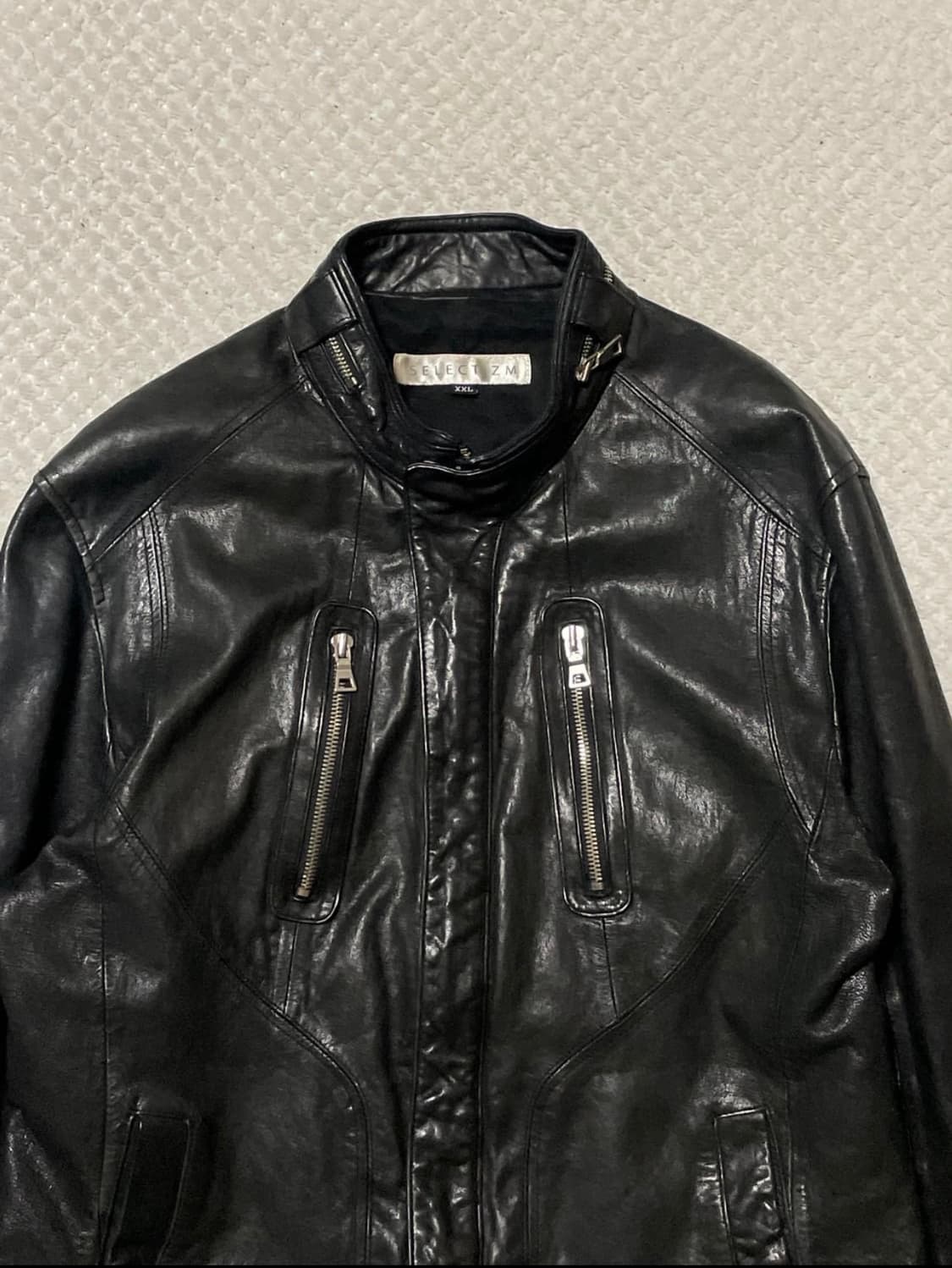 [L]셀렉티즘 레더 램스킨 라이더 자켓 상품이미지4