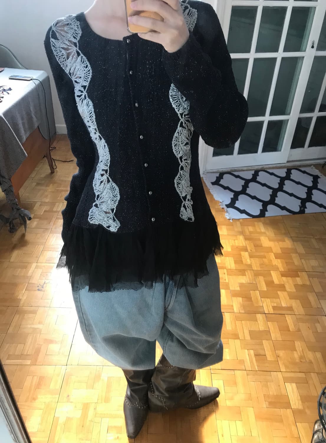 vintage pearl ruffle lace cardigan 상품이미지2