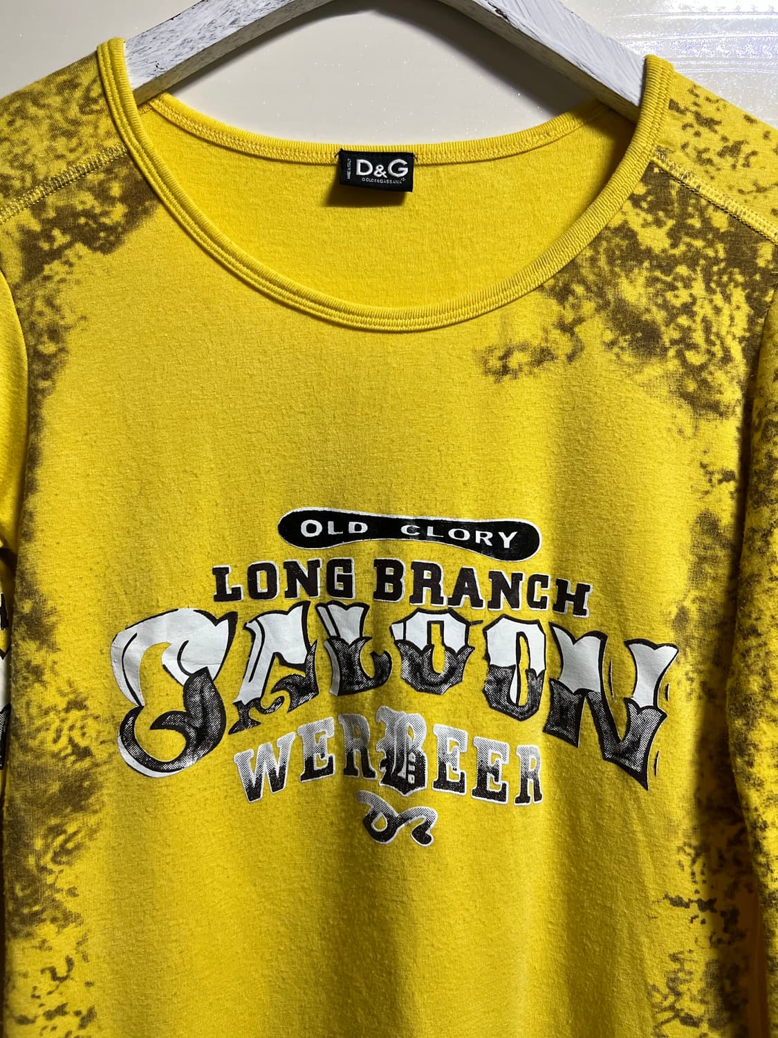 Y2k D&G 옐로우 프린팅 긴팔 티셔츠 상품이미지2