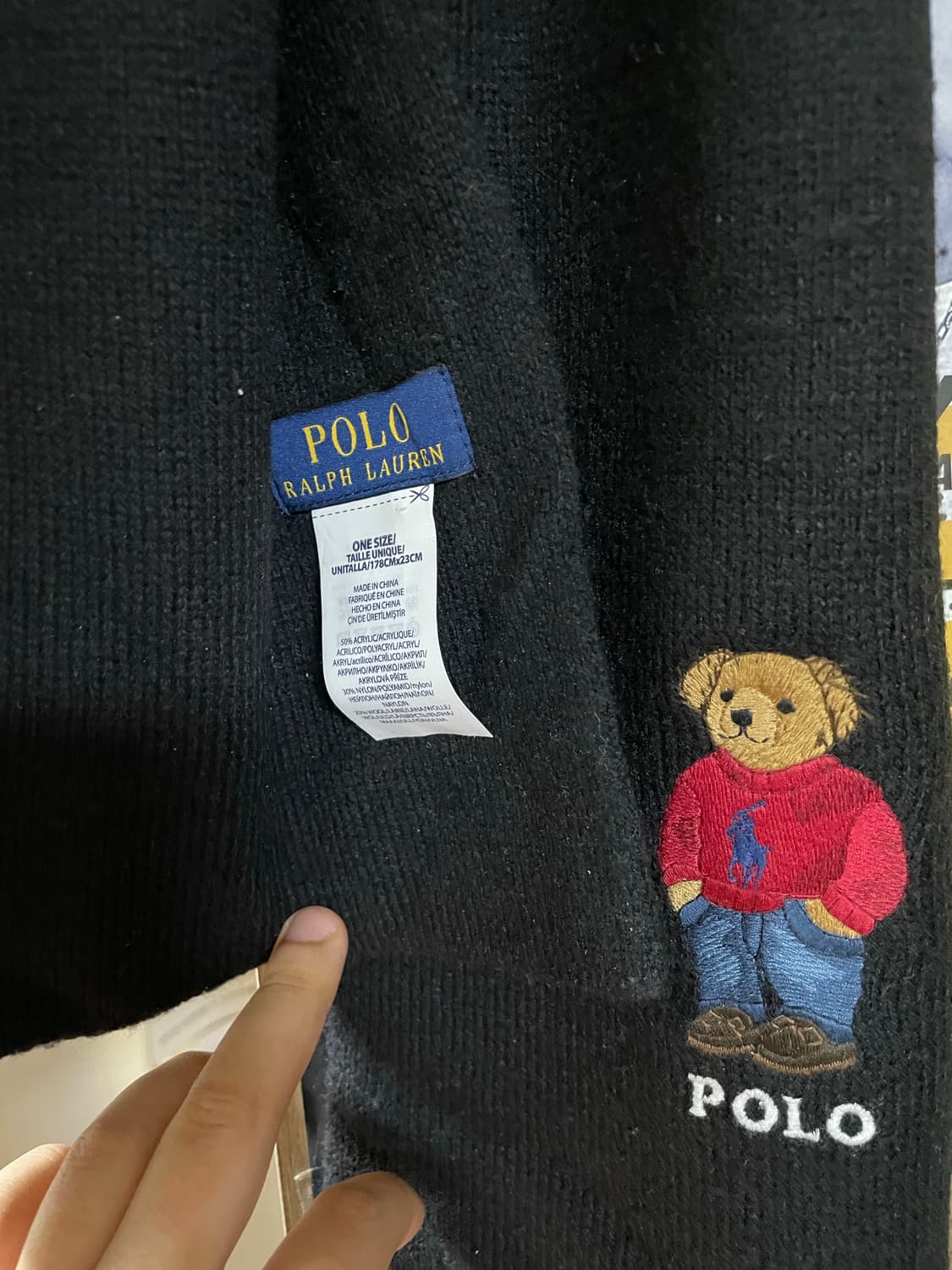 폴로 랄프로렌 데님진 베어 니트 머플러 목도리 블랙 팝니당 상품이미지1