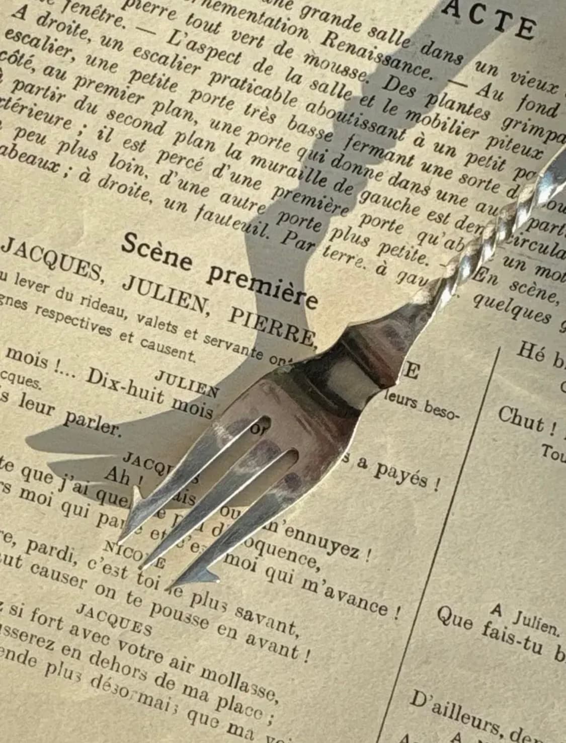 1890s 앤틱 실버플레이트 마더오브펄 올리브 포크 상품이미지3