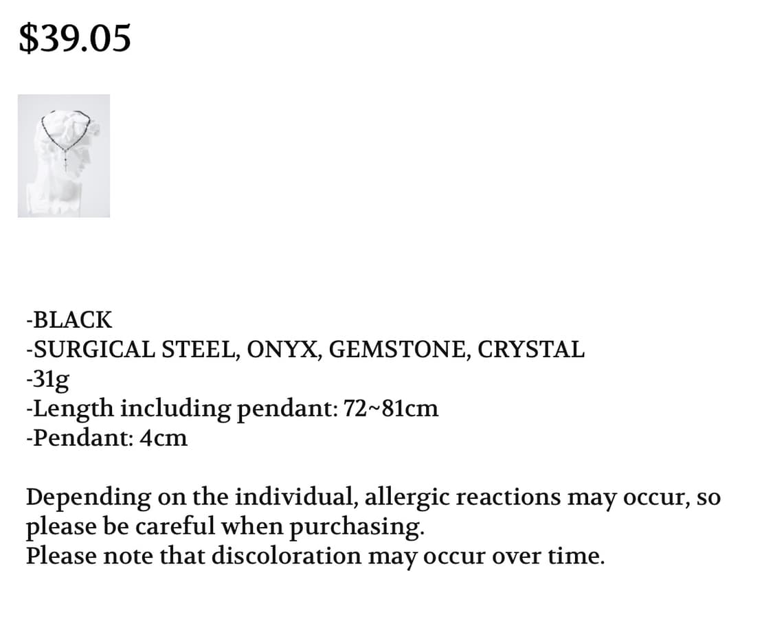 GOZERUFO 블랙 비즈 십자가 묵주 목걸이 상품이미지2