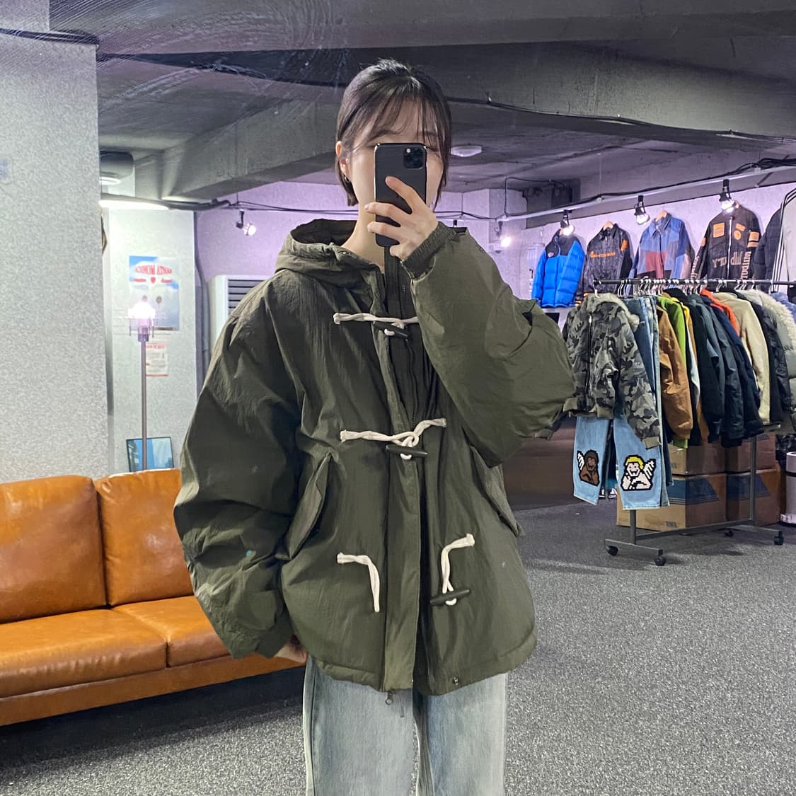 코드그라피 투웨이 미디움 후디 카키 패딩 B3582 상품이미지1