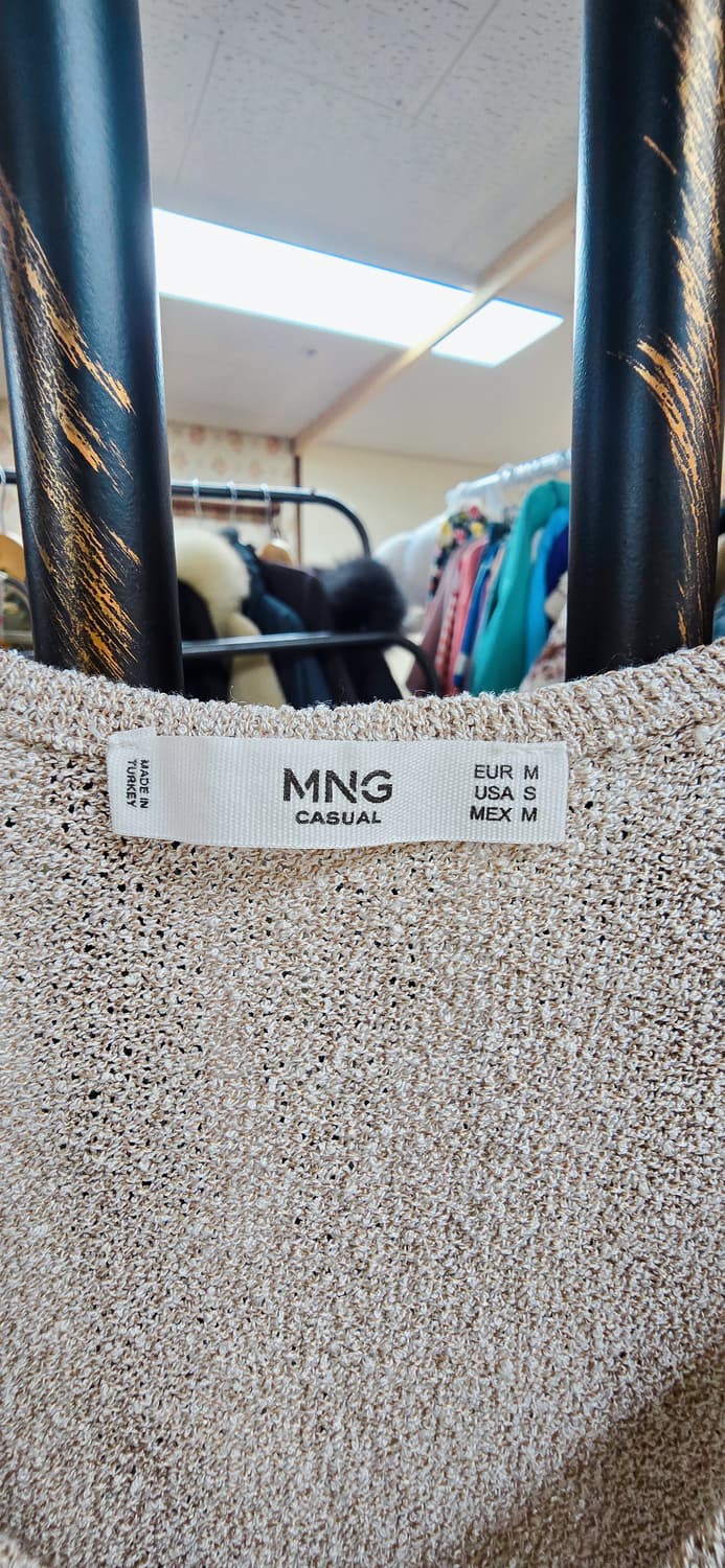 M (상태최상) MNG 망고 린넨 니트 나시 베이지 브이넥 상품이미지6
