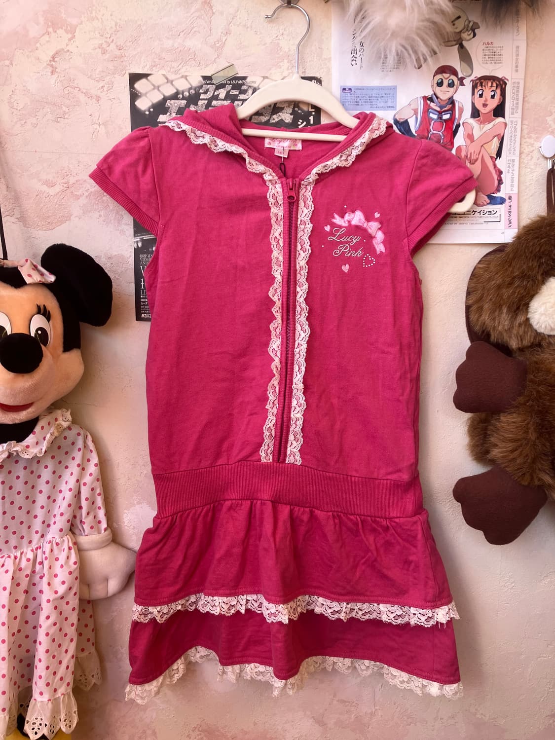 jpn 러블리 후드 반집업 미니 원피스 상품이미지3