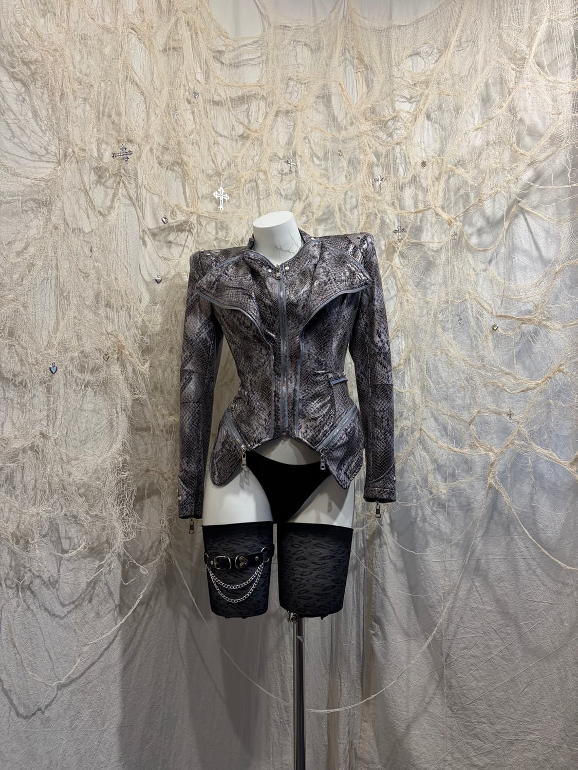 V-kei shalang phyton stud Rider jacket 상품이미지2