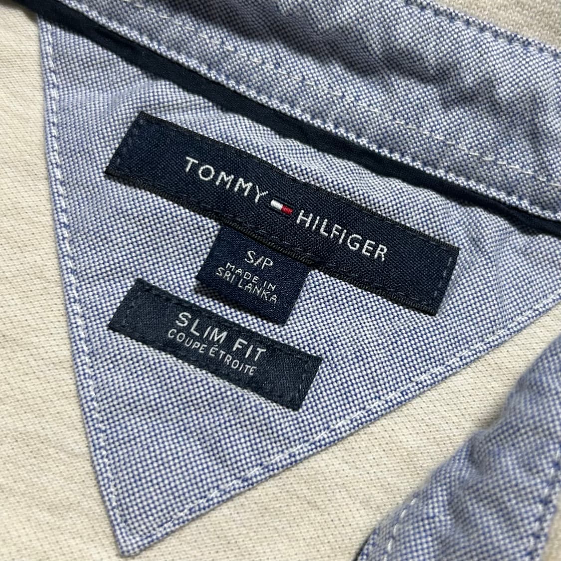 [S] Tommy 타미힐피거 슬림핏 아이보리 반팔 카라티 상품이미지3