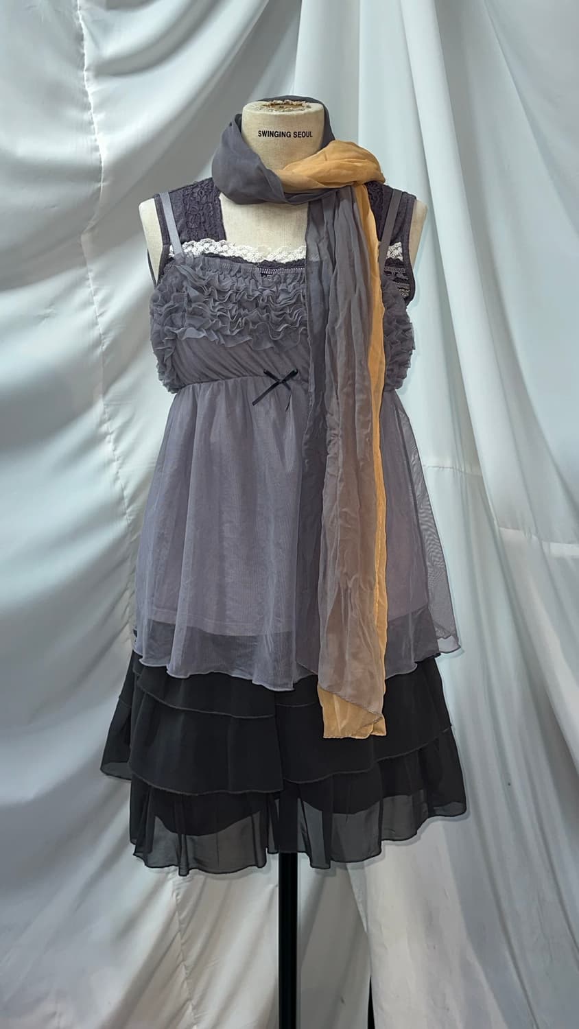연보라 하구미 모리걸 레이스 나시, 스커트 코디 상품이미지1