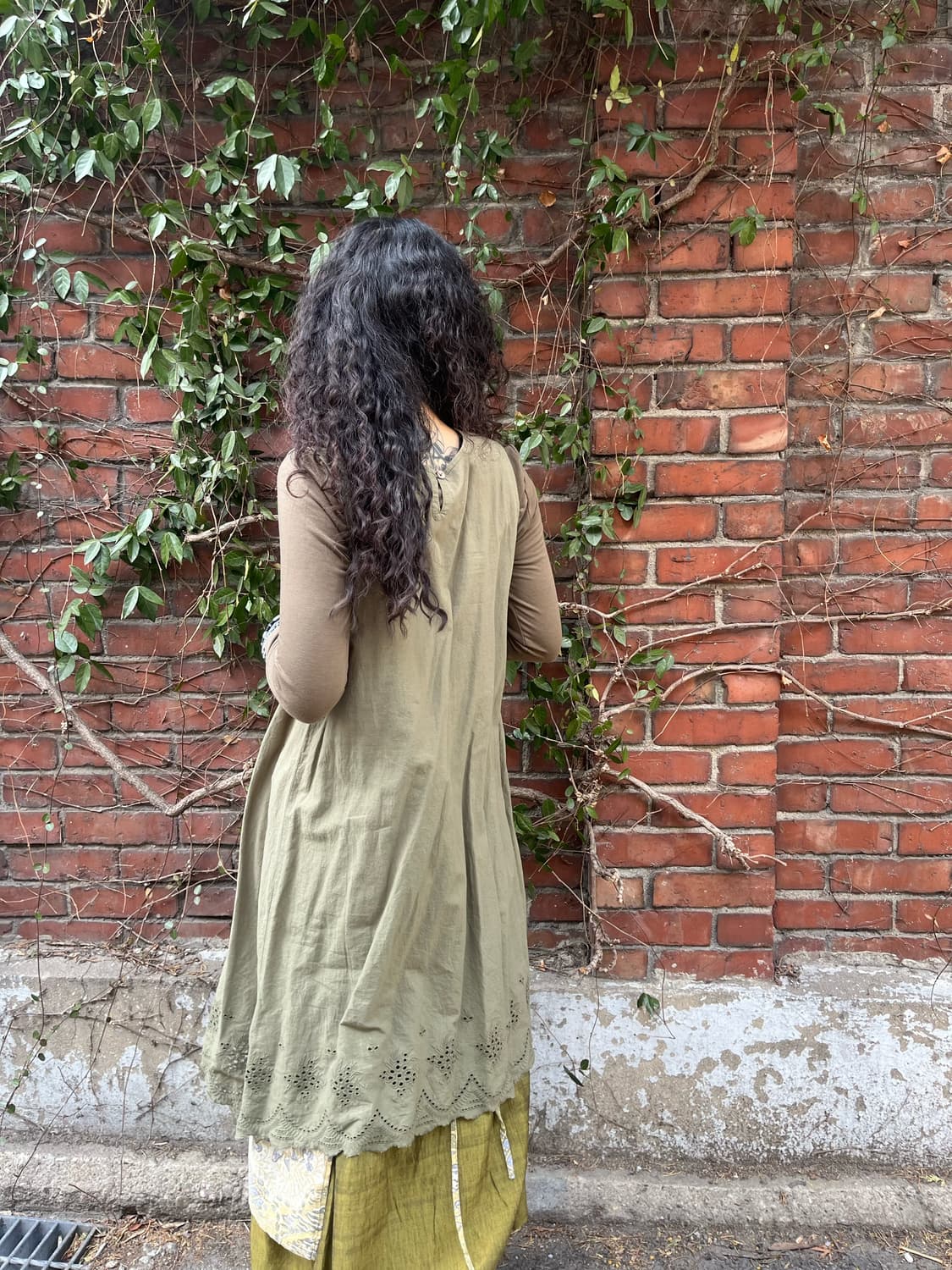 일본 데일리 카키 미디 원피스 상품이미지3