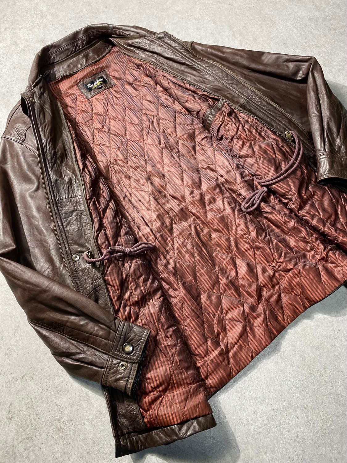 [XL] 90s Vintage 빈티지 브라운 양가죽 레더 코트 상품이미지5