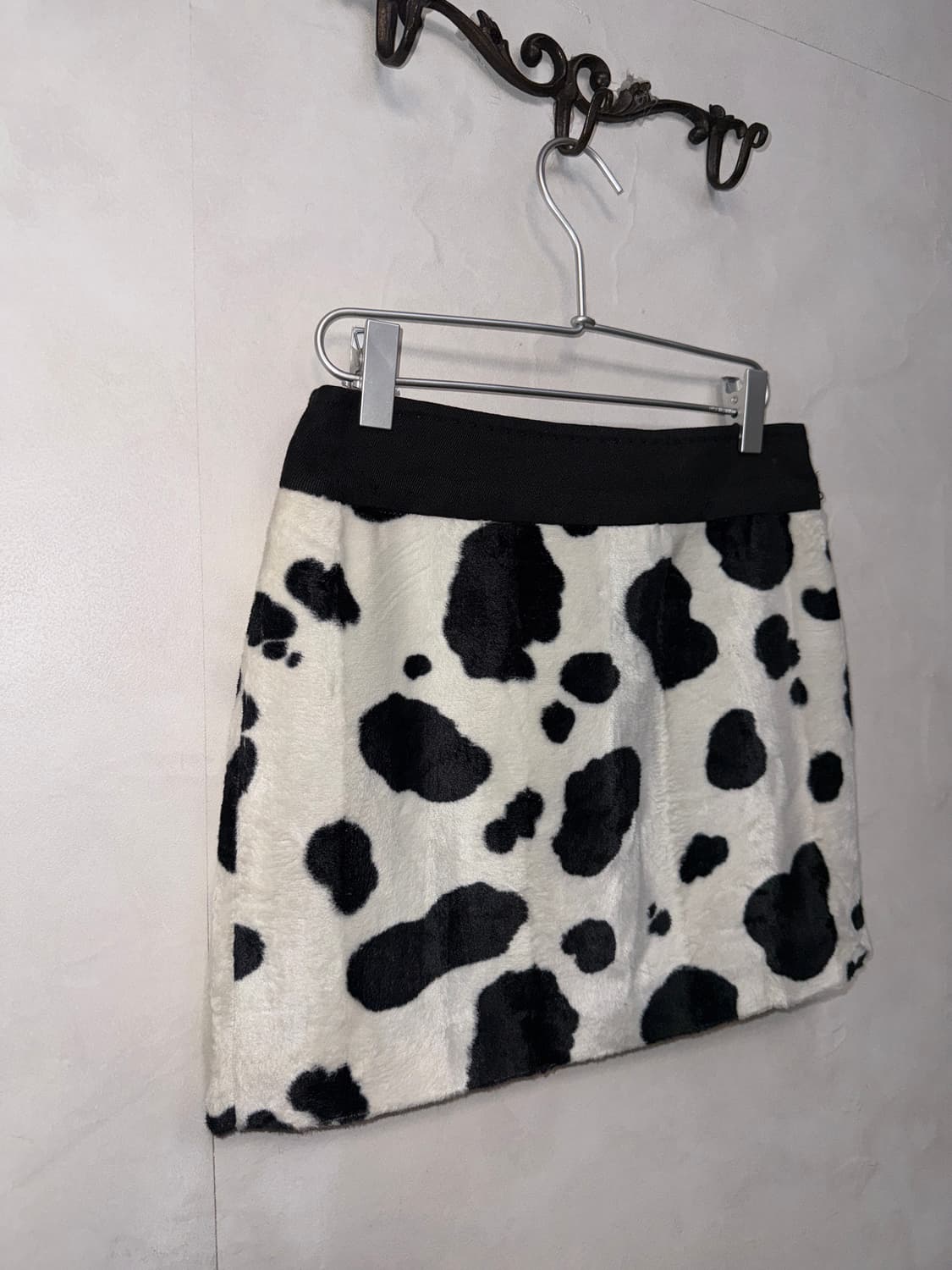 Black & white dalmatian fur mini skirt  상품이미지2
