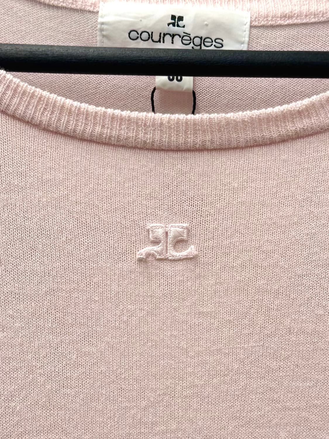 Courreges 꾸레쥬 연핑크색상 AC 로고 반팔 니트 티셔츠 상품이미지6