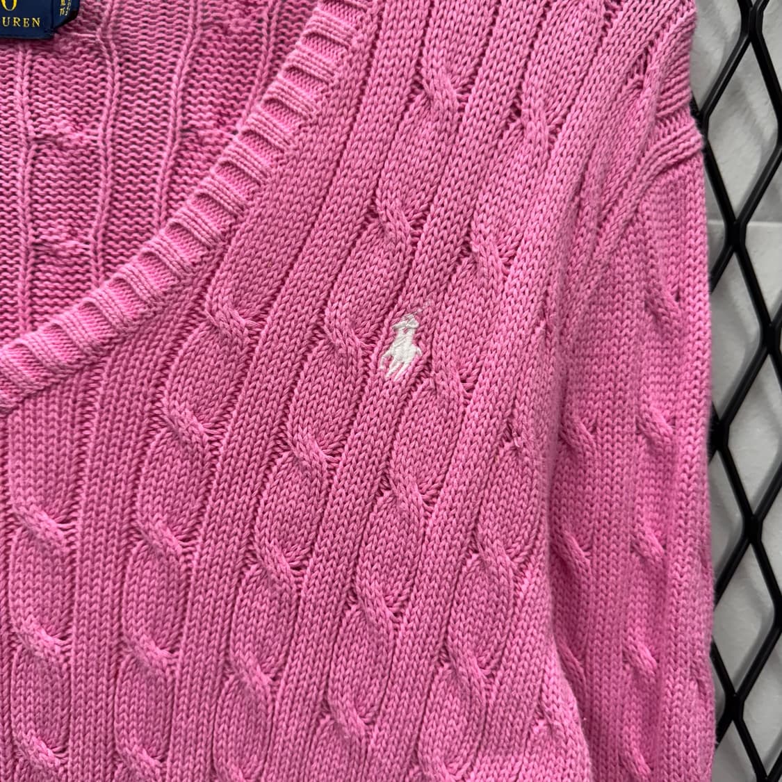 폴로 랄프로렌 케이블 니트 화이트 포니 포인트 라이트핑크 상품이미지5