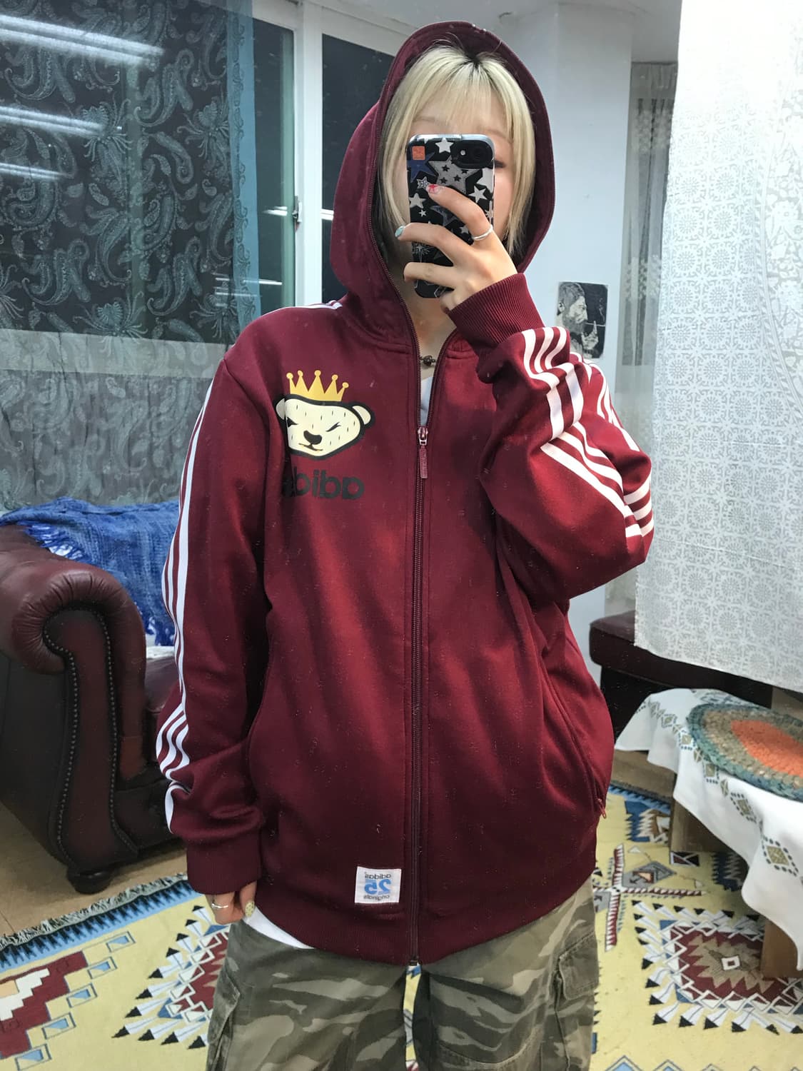 아디다스 니고베어 약기모 버건디 후드집업  상품이미지1