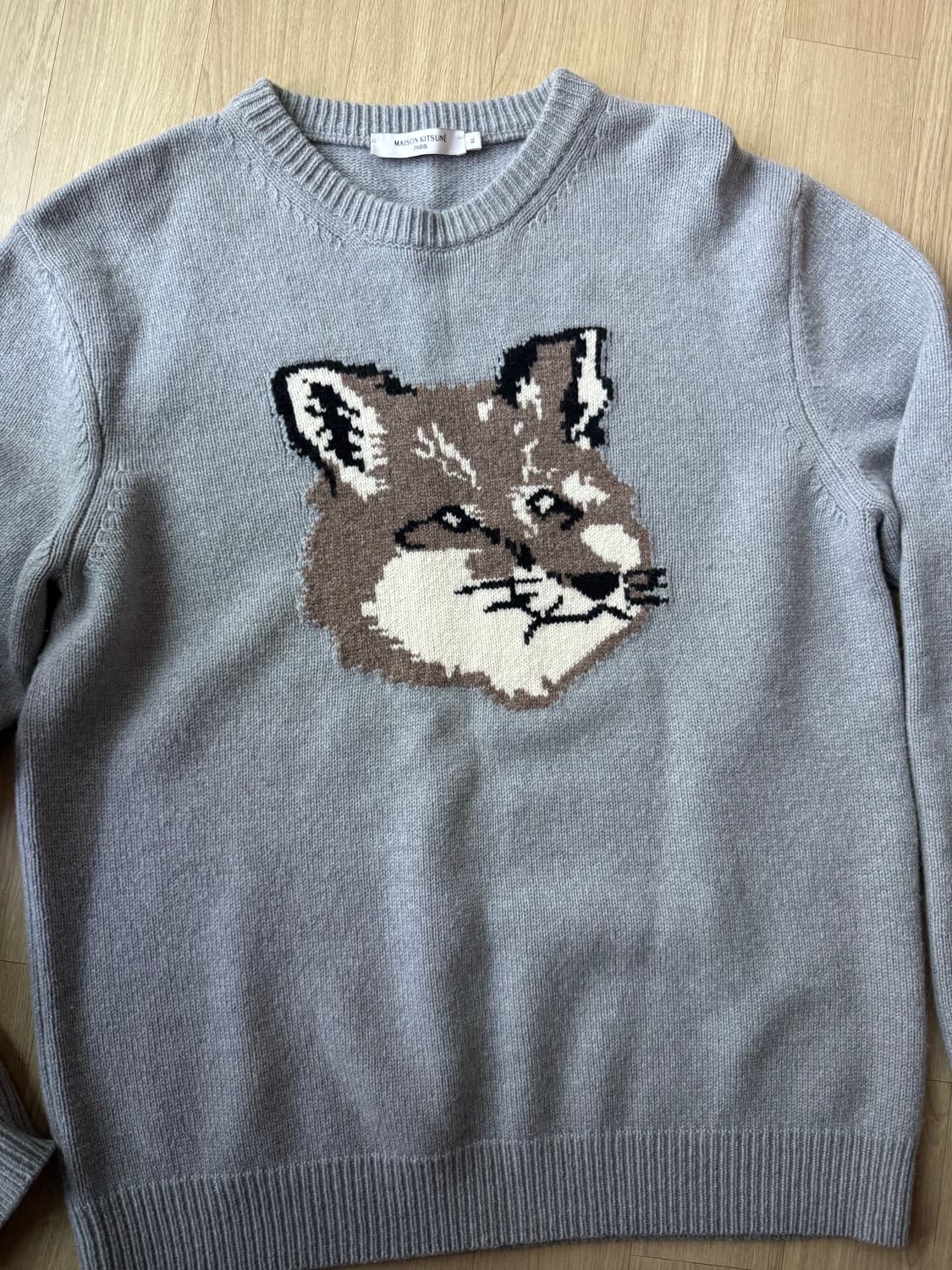 [XL] 메종키츠네 빅폭스 헤드 니트 그레이 상품이미지2