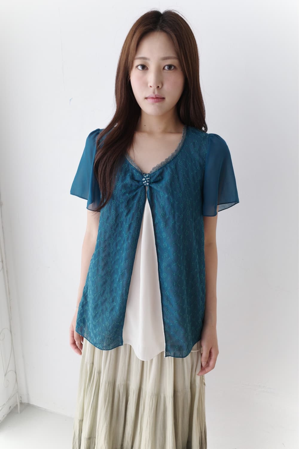 axes femme) lace layered half T 상품이미지7