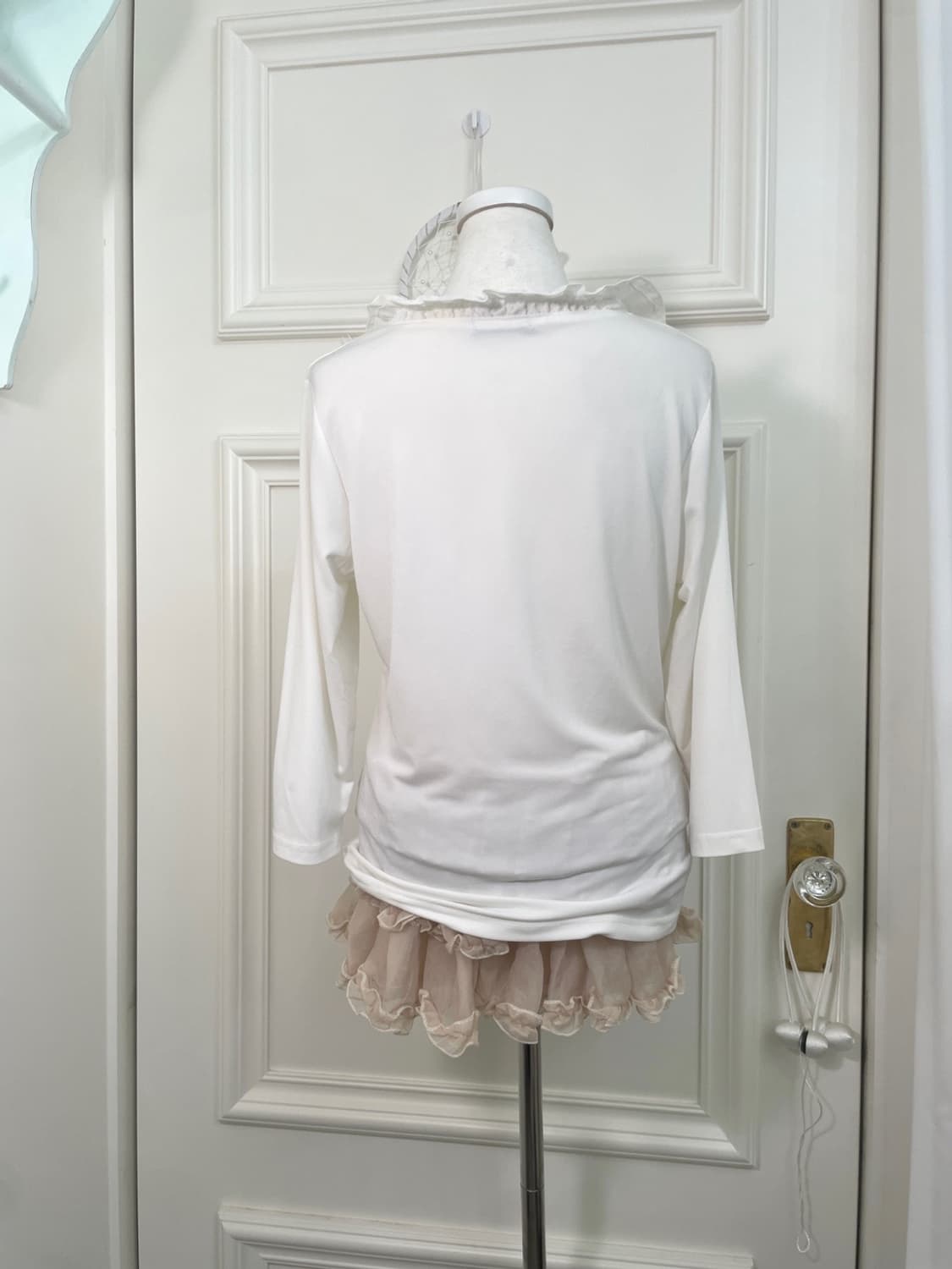 white shirring ruffle top(size-L)  상품이미지3