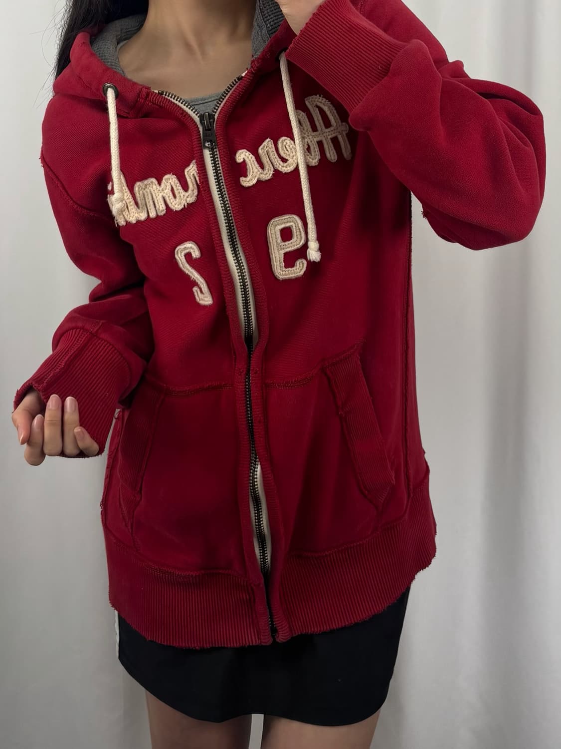 아베크롬비 레드 후드집업 상품이미지1