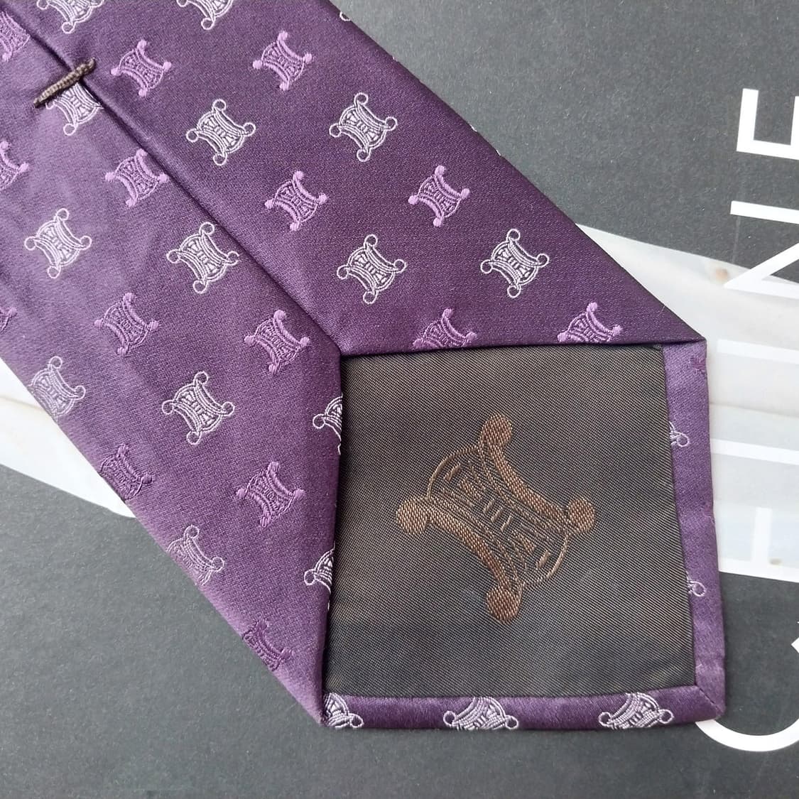 셀린느 실크 퍼플 트리오페 로고 패턴 넥타이 9cm A+등급 K2086 상품이미지7