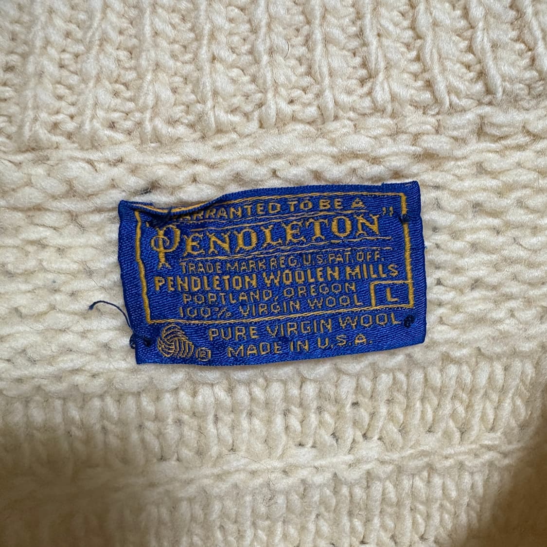 펜들턴 Made in USA 퓨어 버진 울 피셔맨 니트 / 베이지, L 상품이미지7