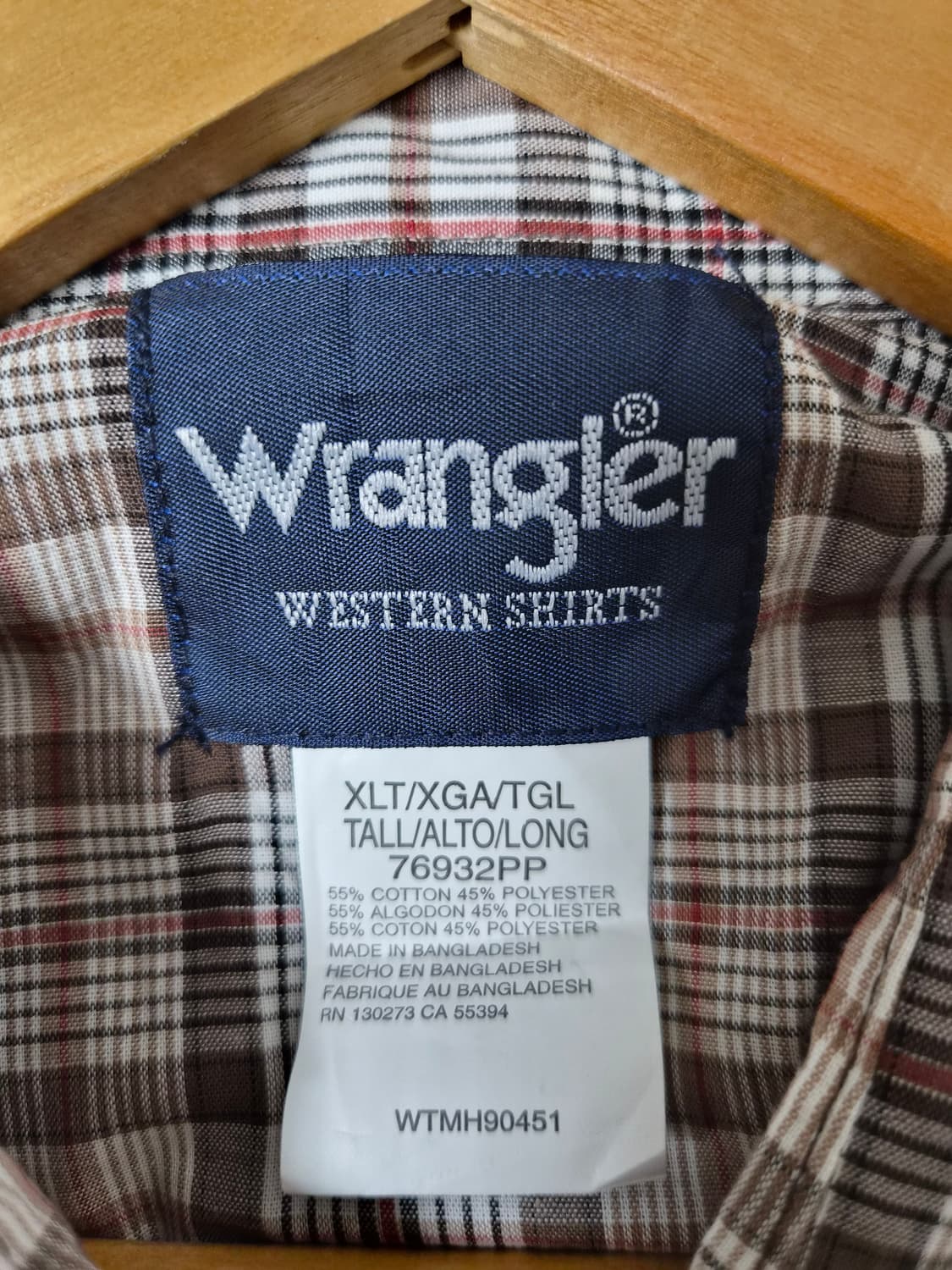 랭글러Wrangler 체크 웨스턴 셔츠 XL사이즈 - S356 상품이미지4