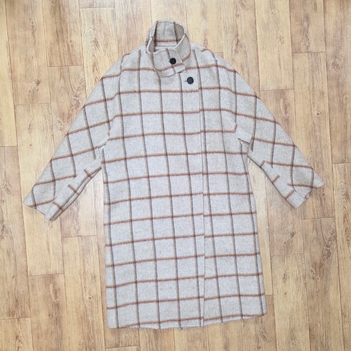 JJ지고트 JJ-RO 투웨이 카라 캐시울 체크코트 프리사이즈 상품이미지3