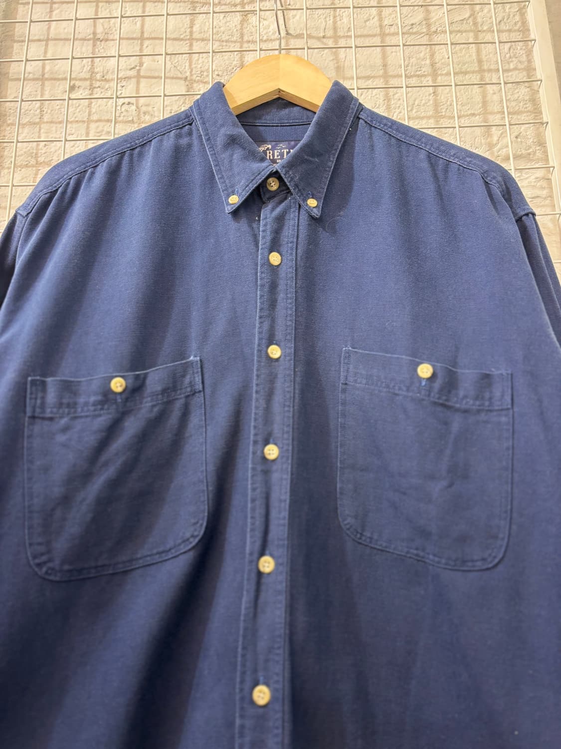 90s RETRO 빈티지 네이비 워크 셔츠 L 상품이미지5