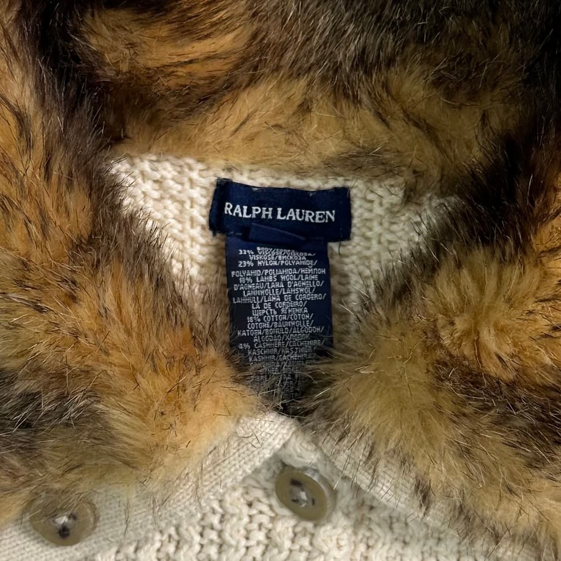 폴로 랄프로렌 퍼 카라 니트 가디건 상품이미지5