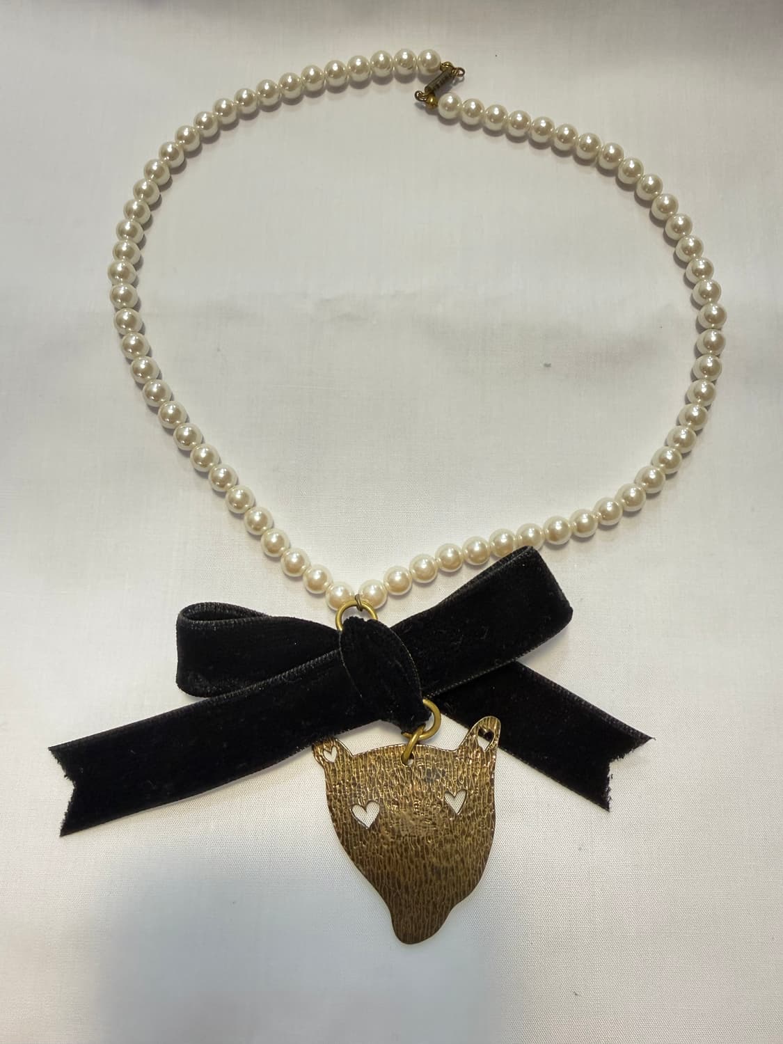 츠모리치사토 진주 벨벳 리본 목걸이 상품이미지1