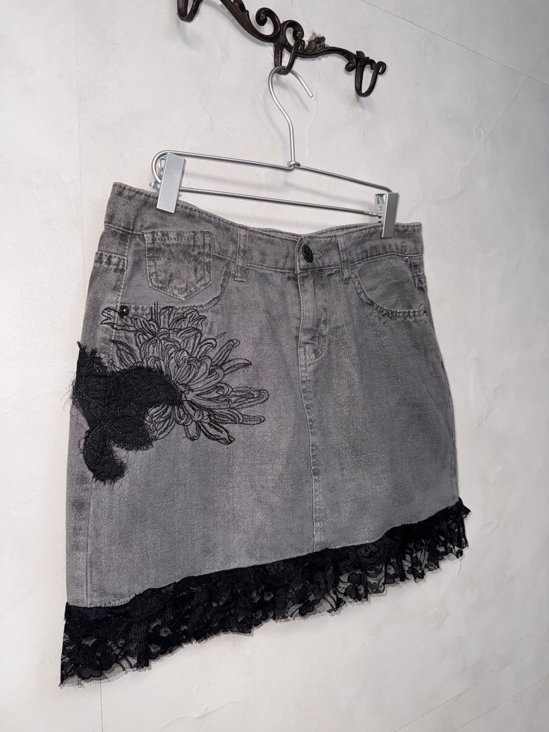 Gray glitter denim oriental embroid sk 상품이미지2