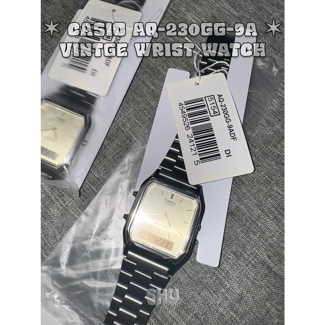 카시오 남녀공용 유니섹스 메탈 스퀘어 손목시계 AQ-230GG-9A 상품이미지1