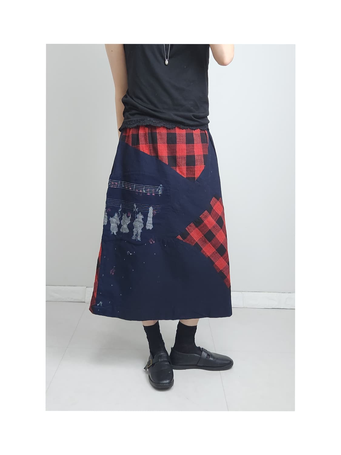 패치워크 체크 스커트 상품이미지1
