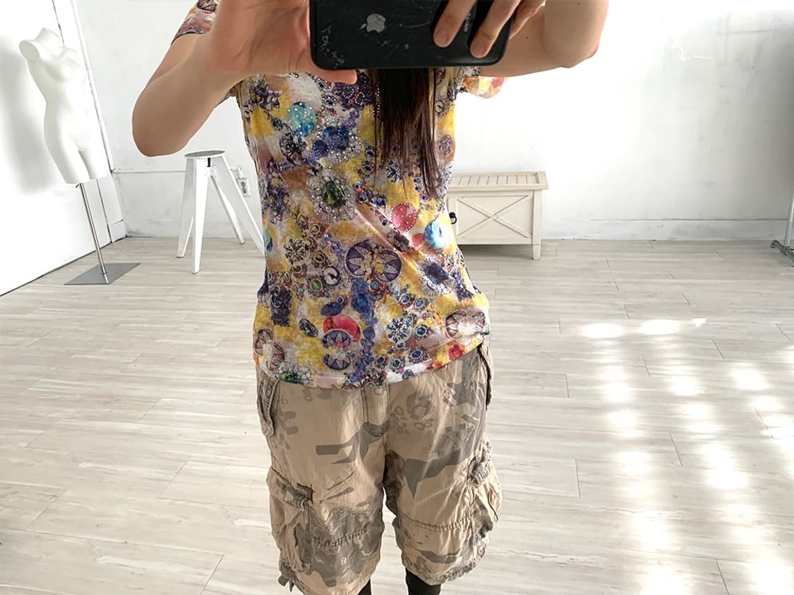 Y2K 00's Jewel Graphic Rhinestone Top 상품이미지4