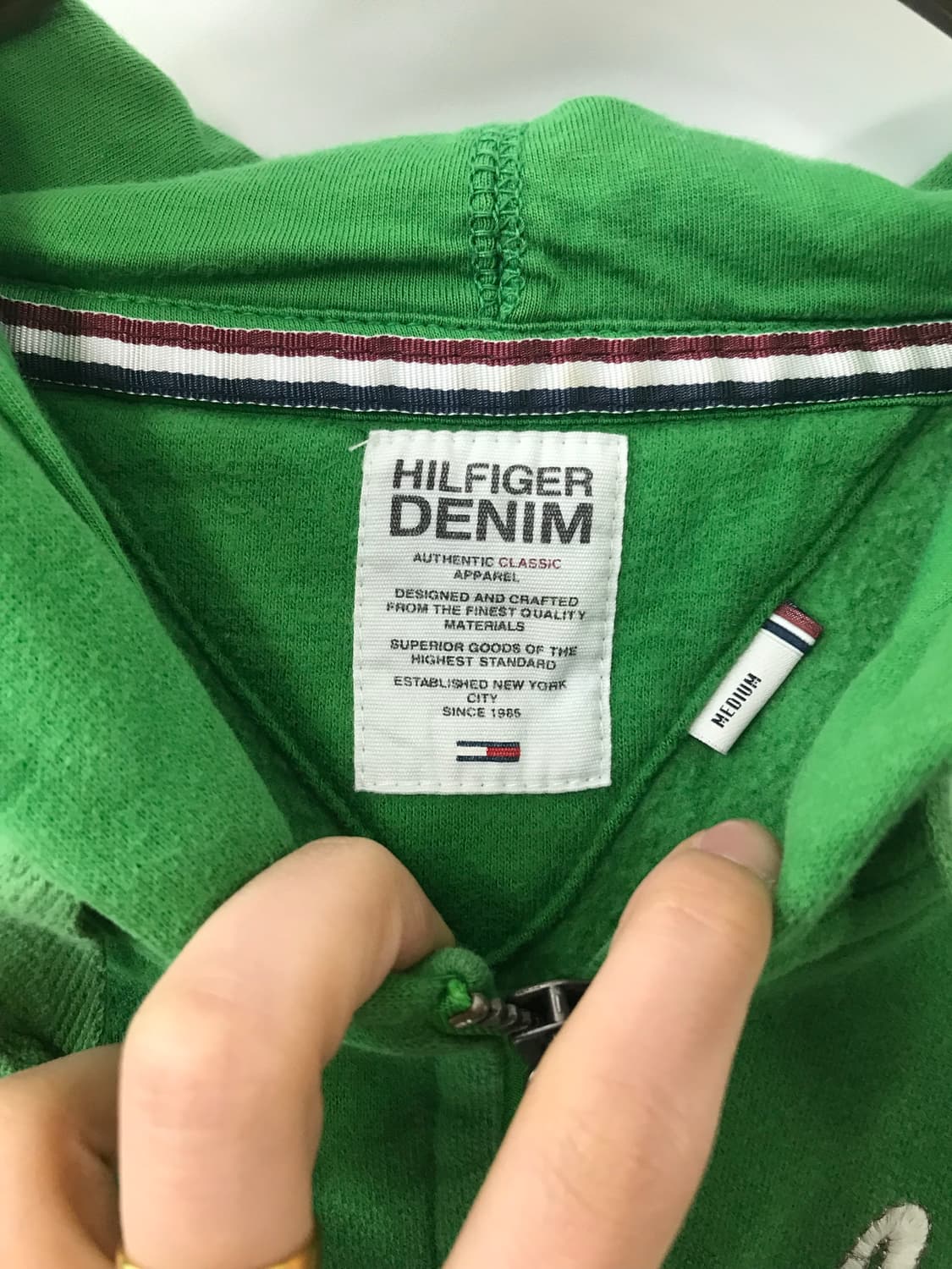 타미힐피거 자수로고 그린 후드집업 상품이미지6