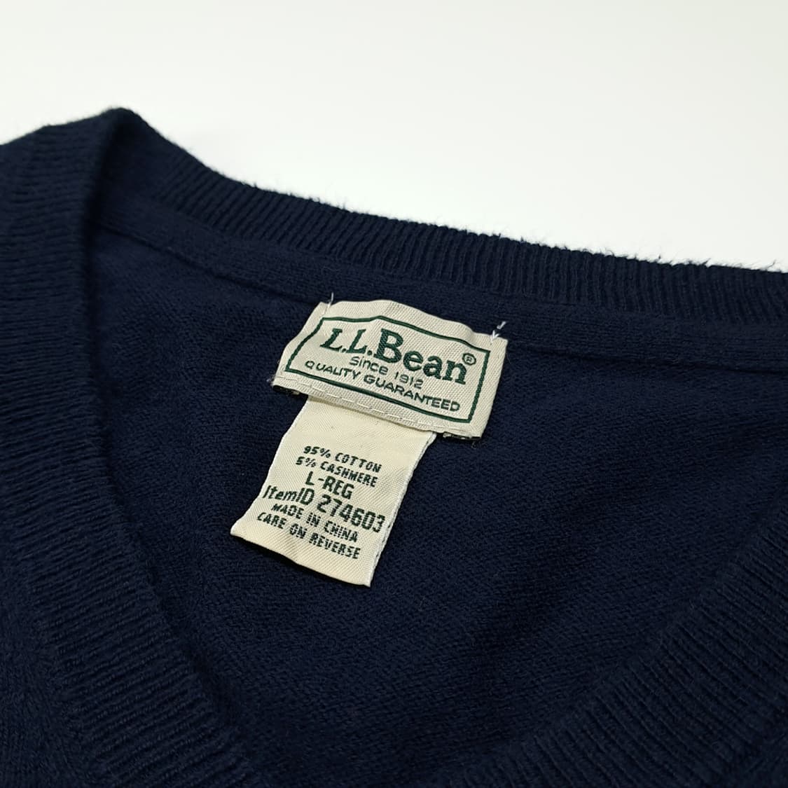 CL279 L 엘엘빈 00s 코튼 캐시미어 V넥 네이비 니트 스웨터 상품이미지3