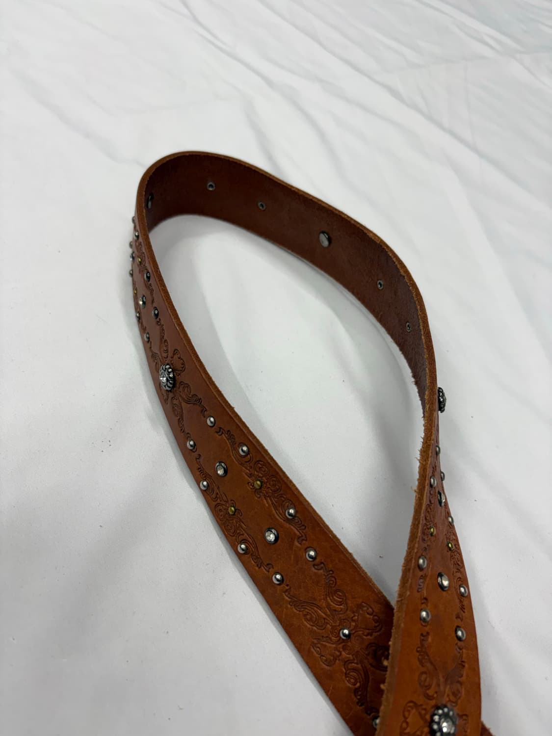 빈티지 웨스턴 스터드 브라운 레더 벨트 상품이미지4