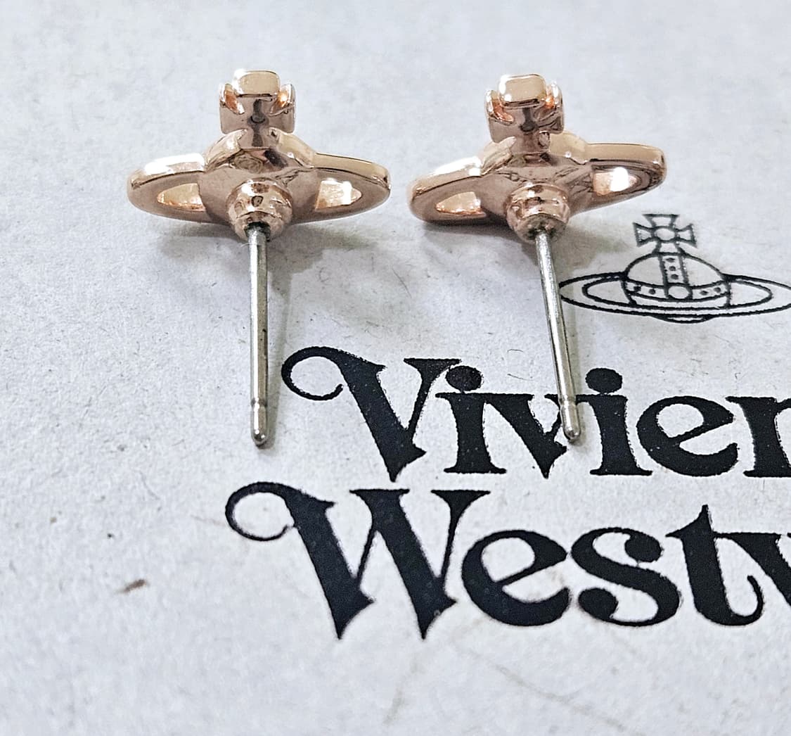 비비안 웨스트우드 나노 솔리테어 귀걸이 핑크골드×핑크큐빅 [정품/풀박스] 상품이미지2