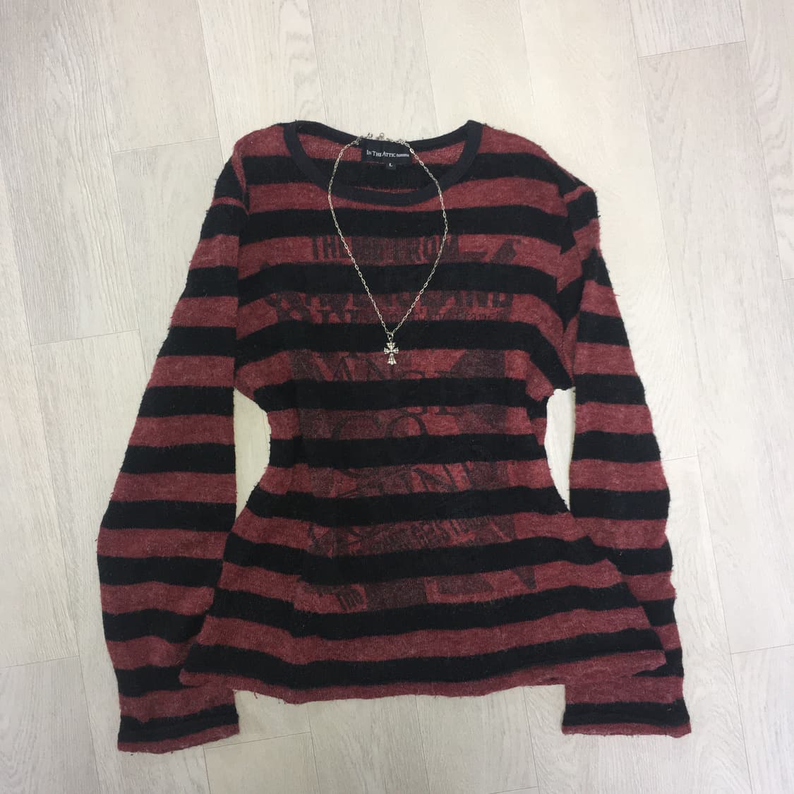 jpn vintage red bokashi stripe y2k knit 상품이미지5