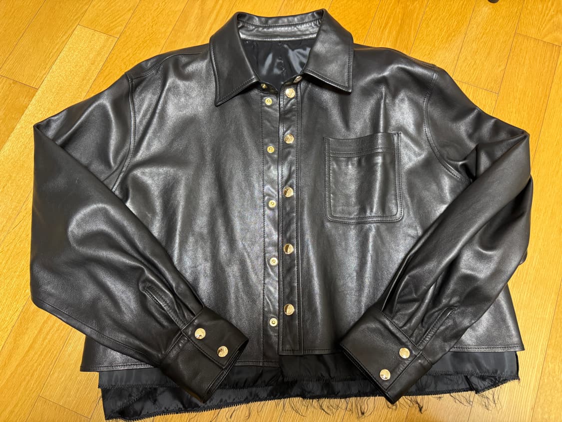 넘버프로젝트 333. 커팅 디테일 램 레더 셔츠 상품이미지6