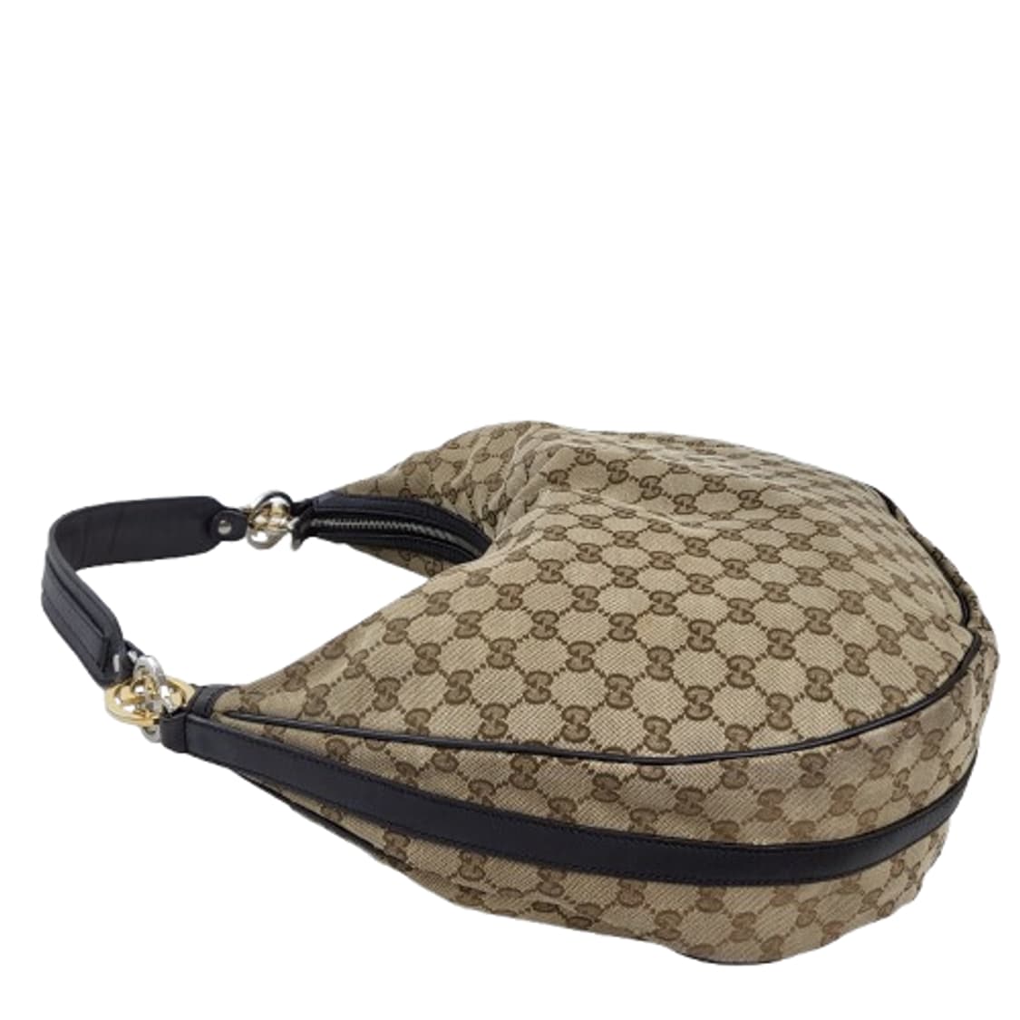 정품 구찌 232945 투톤 메탈 G로고장식 자가드 호보백 상품이미지5