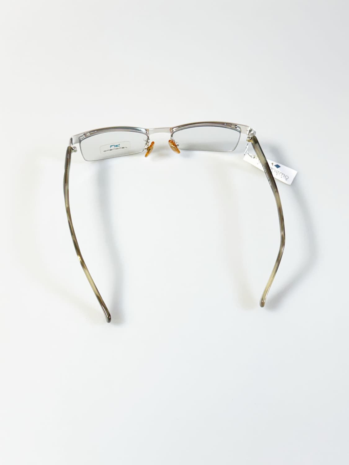 SEMONEMO 실버메탈 반무테 스퀘어 빈티지 안경 상품이미지5