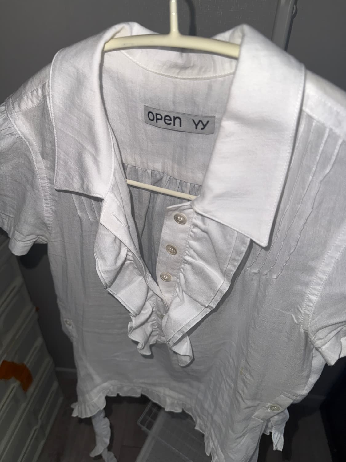 open yy RUFFLE POLO SHIRT white 상품이미지2